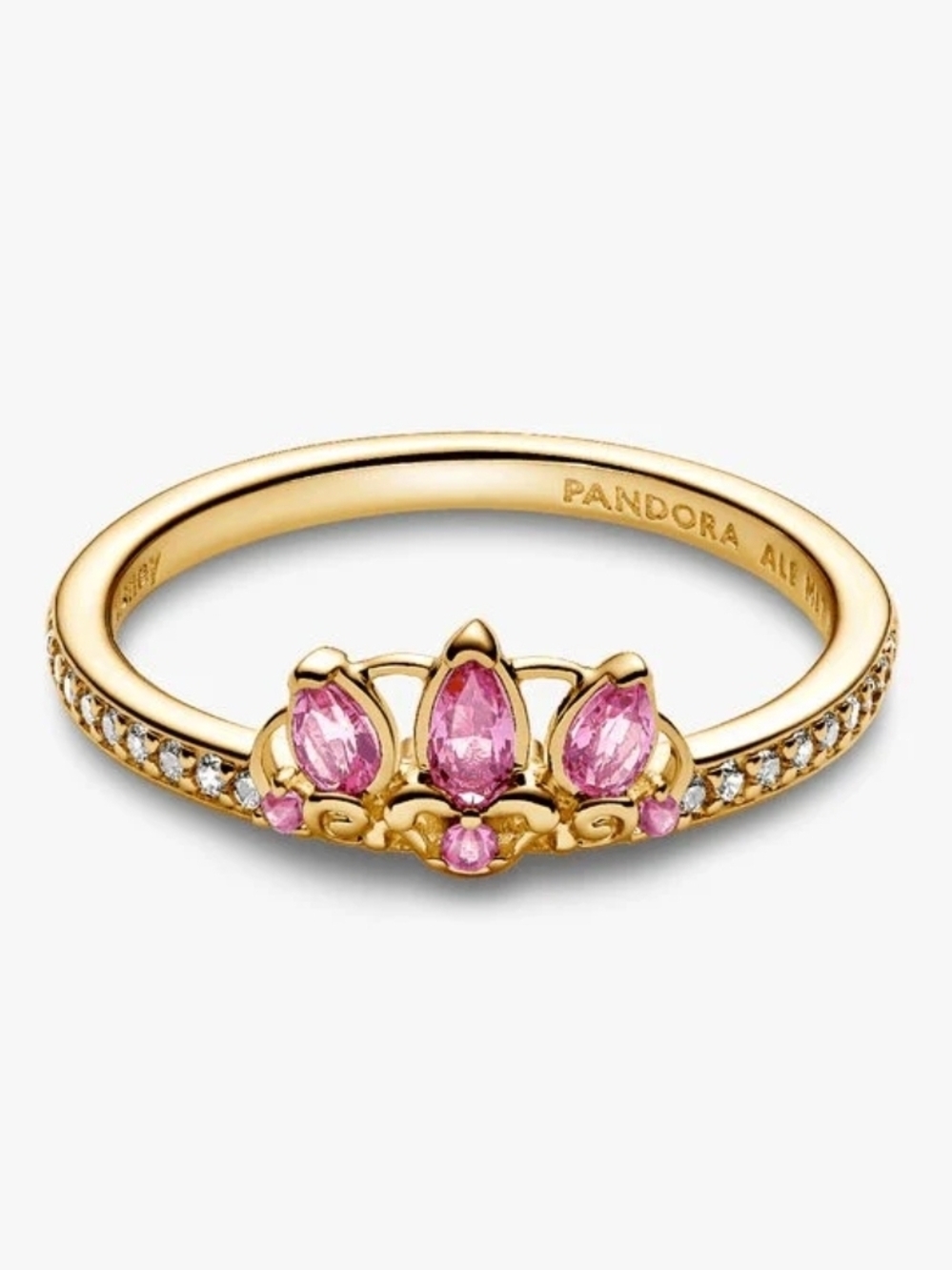 Pandora Gold Pink Tiara Ring with Pavé Accents